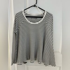 We the Free Rockabilly Raglan Thermal Striped  Shirt, Color White/Gray